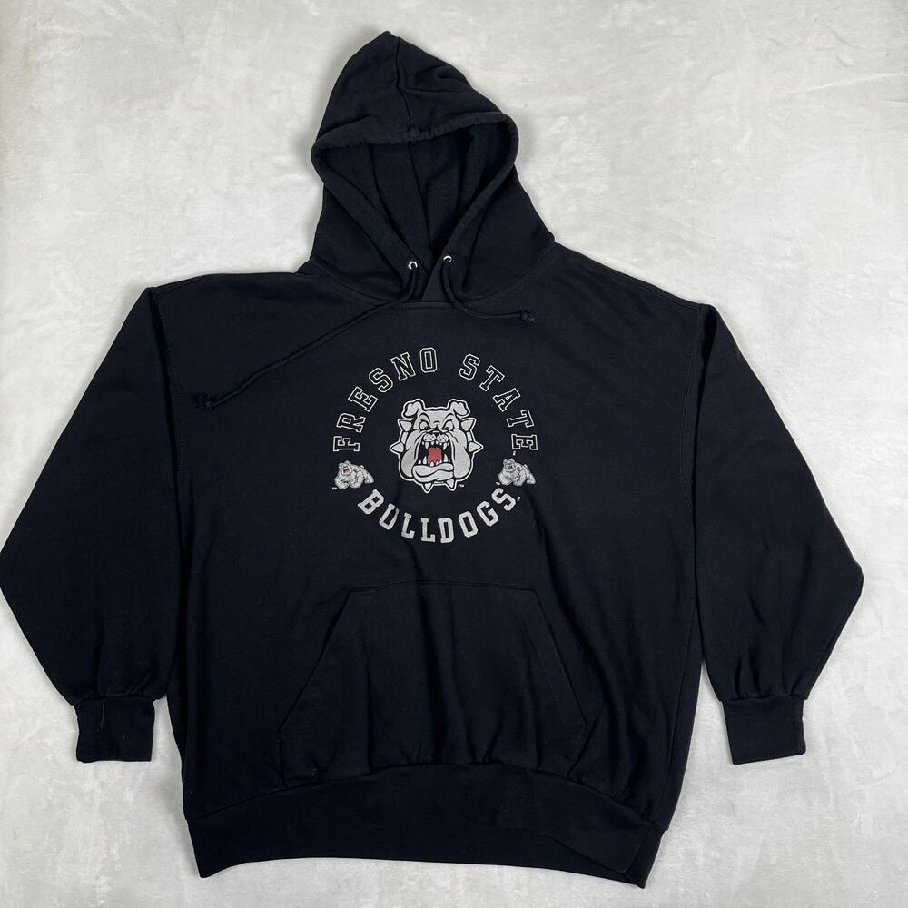 Vintage Fresno State Bulldogs Hoodie Sweatshirt Mens 2XL Black NCAA College Y2K